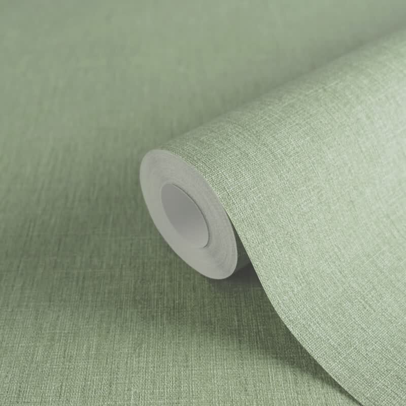 Uni Tapete in Leinen Optik Salbeigrün - Strukturierte Vliestapete matt natürlich (396519)