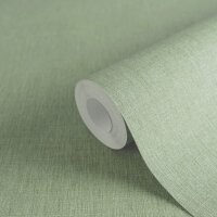 Uni Tapete in Leinen Optik Salbeigr&uuml;n -...