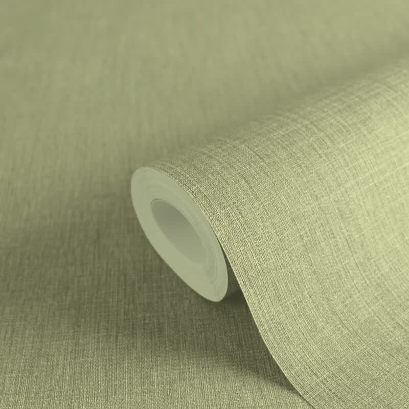 Unitapete in Leinen Optik Olivgrün - Strukturierte Vliestapete matt natürlich (396521)