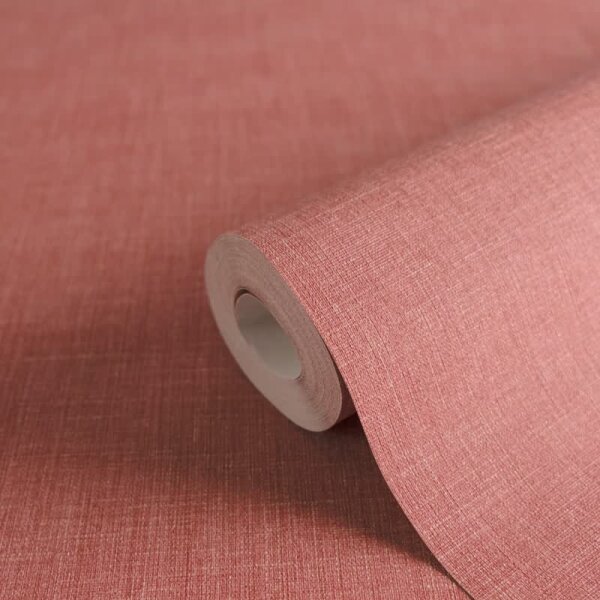 Uni Tapete in Leinen Optik Rot - Strukturierte Vliestapete matt kräftig (396522)