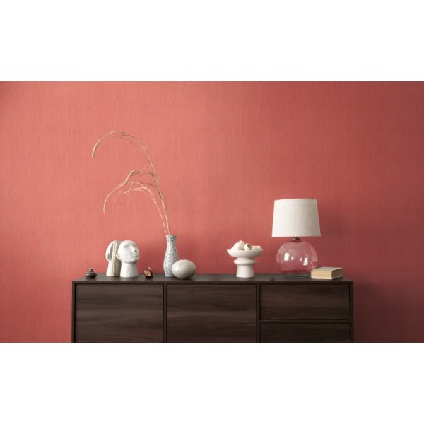 Uni Tapete in Leinen Optik Rot - Strukturierte Vliestapete matt kräftig (396522)