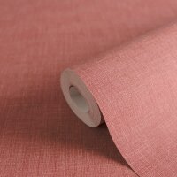 Uni Tapete in Leinen Optik Rot - Strukturierte...