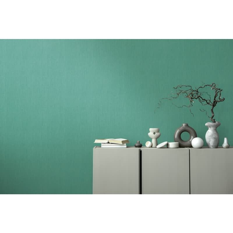 Unitapete in Leinenoptik Türkis - Strukturierte Vliestapete matt frisch (396523)