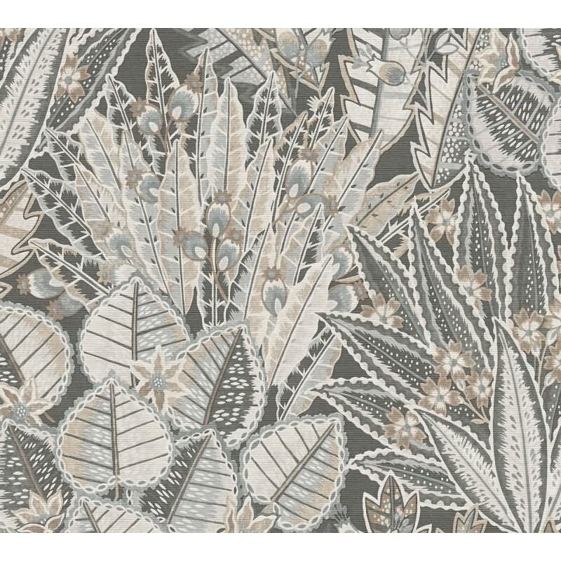 Dschungeltapete Braun Grau Beige - Exotische Muster Tapete floral - Vliestapete strukturiert (396533)