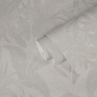 Dschungel Tapete Creme Beige - Helle Bl&auml;tter Optik...