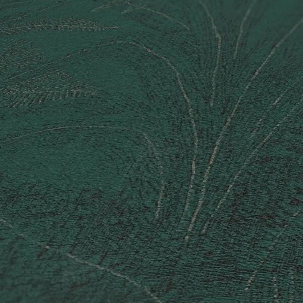 Dschungel-Tapete Dunkelgrün Schwarz - Edle Blätterstruktur - Tropen Vliestapete modern (396543)