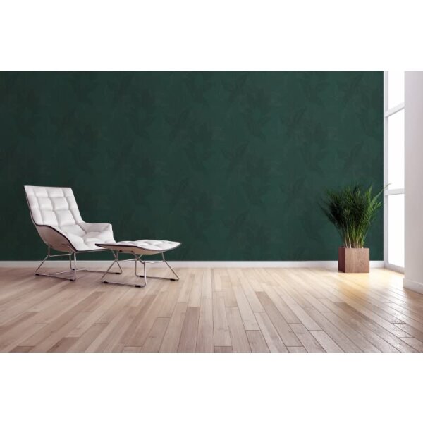 Dschungel-Tapete Dunkelgrün Schwarz - Edle Blätterstruktur - Tropen Vliestapete modern (396543)