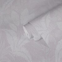 Tropentapete Flieder Hellgrau Wei&szlig; - Sanftes...