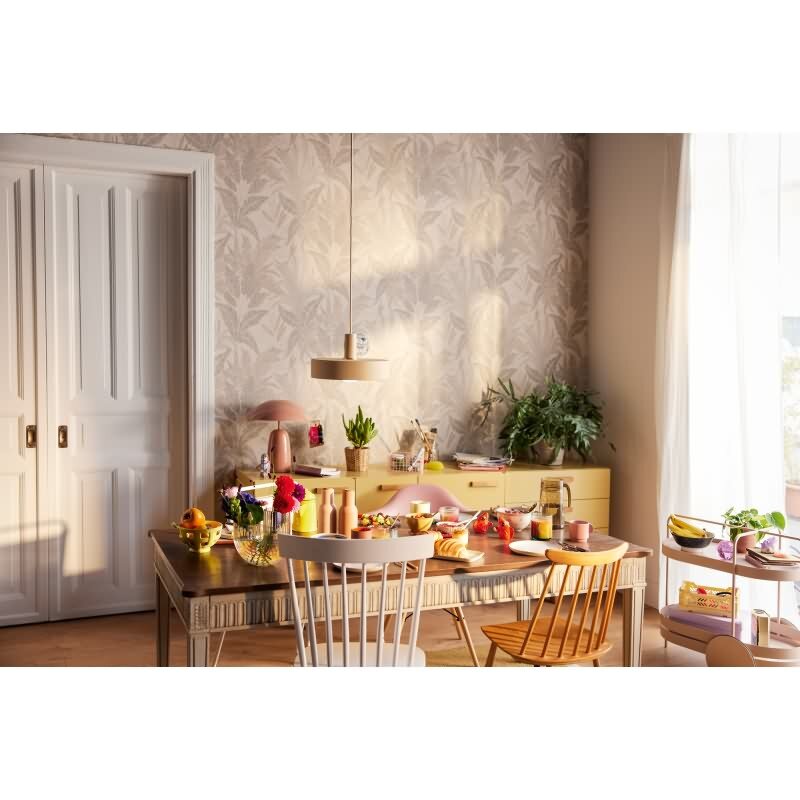 Dschungeltapete Beige - Elegante Blätteroptik glänzend - Struktur-Vliestapete (396545)