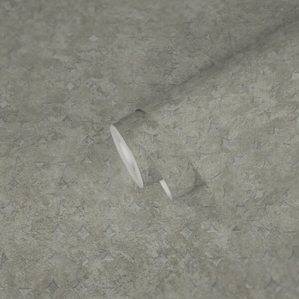 Tapete Hellgrau Grün Beton Optik Used Look - Geometrisches Muster dezent - Vliestapete (396564)