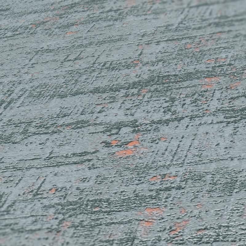 Vintage Struktur Tapete Grün Kupfer - Vliestapete mit Metallic-Effekt - Urban & edel (396571)