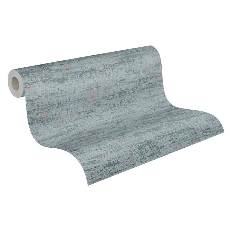 Vintage Struktur Tapete Grün Kupfer - Vliestapete mit Metallic-Effekt - Urban & edel (396571)