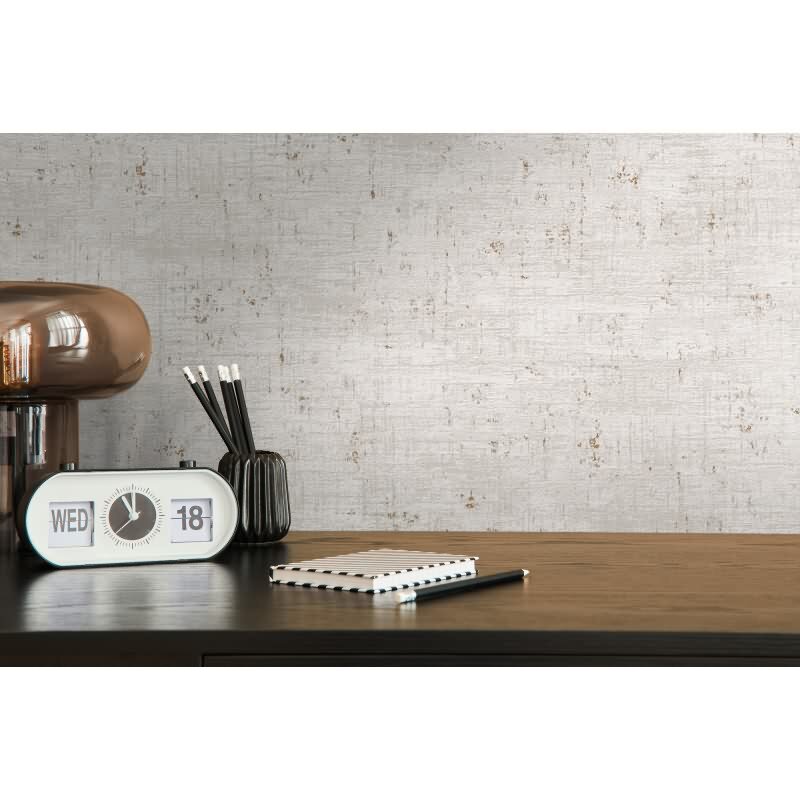 Used Look Tapete Grau Weiß Gold - Vliestapete mit Metallic-Effekt - Modern & edel (396574)