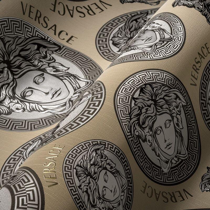 Tapete Beige, Creme, Schwarz, Anthrazit VERSACE Satintapete (386114)