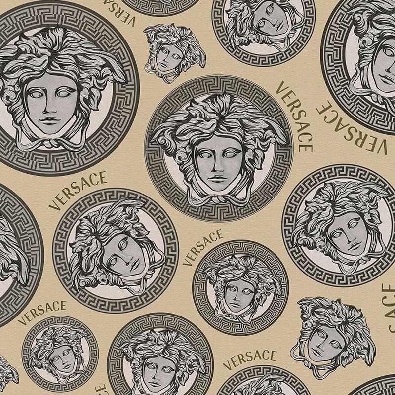 Tapete Beige, Creme, Schwarz, Anthrazit VERSACE Satintapete (386114)