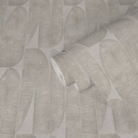 Bananenblatt-Tapete Beige - Vliestapete mit grafischem...