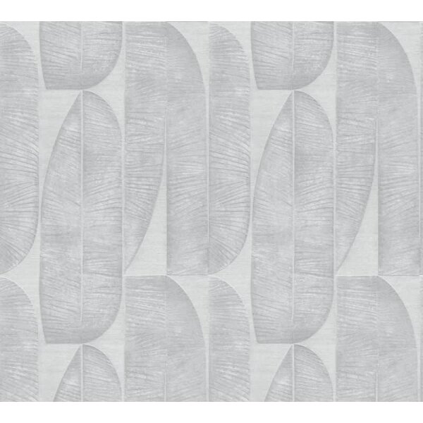 Bananenblatt-Tapete Hellgrau - Vliestapete mit grafischem Blättermuster - Modern & strukturiert (396582)