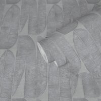 Bananenblatt-Tapete Hellgrau - Vliestapete mit grafischem...