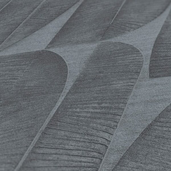 Vliestapete Bananenblatt-Motiv Dunkelgrau - Moderne Blättertapete grafisch (396584)