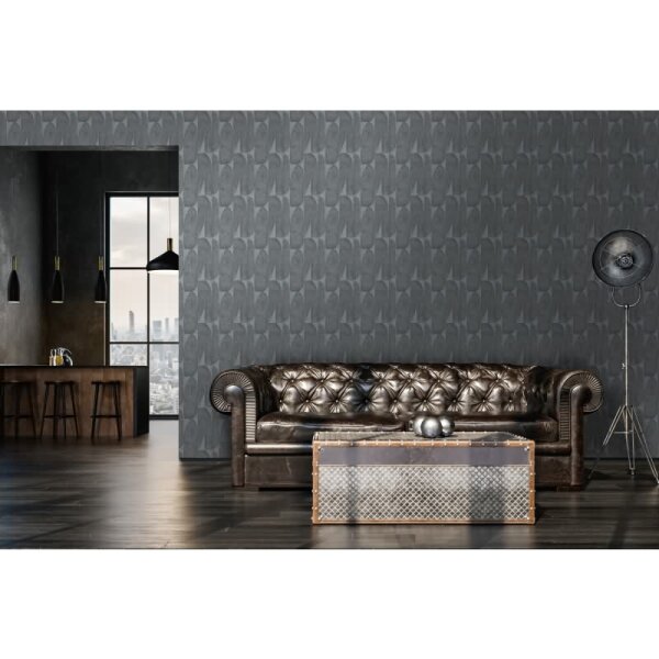 Vliestapete Bananenblatt-Motiv Dunkelgrau - Moderne Blättertapete grafisch (396584)