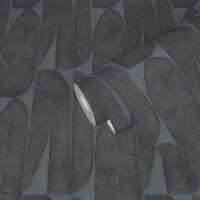 Vliestapete Bananenblatt-Motiv Dunkelgrau - Moderne...