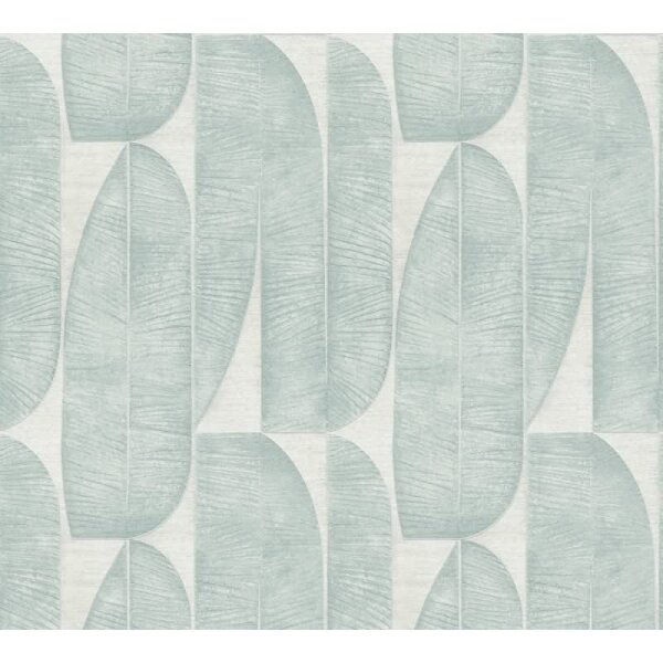 Bananenblatt-Tapete Grau Blau Türkis - Vliestapete mit Blättermuster - Modern & lebendig (396585)