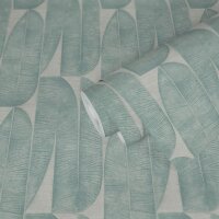 Bananenblatt-Tapete Grau Blau T&uuml;rkis - Vliestapete...