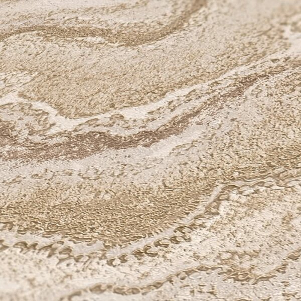 Marmor-Tapete Beige Gold - Moderne Design Vliestapete mit Metalliceffekt- Edle Steindesign-Optik (396592)