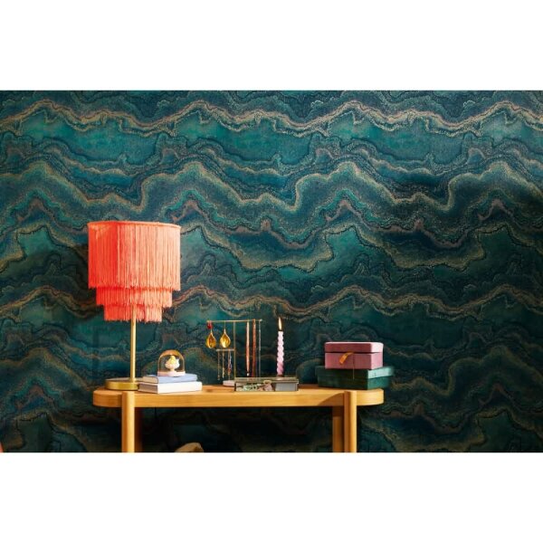 Marmor-Tapete Grün Gold - Strukturierte Vliestapete mit Metalliceffekt (396593)