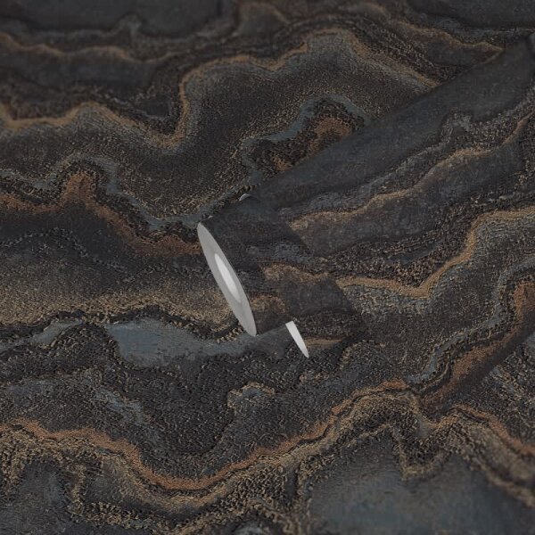 Steinoptik-Tapete Schwarz Gold - Vliestapete mit Metalliceffekt - Luxuriöse Marmoroptik (396594)