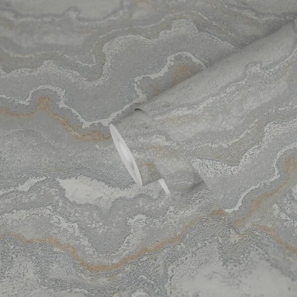 Tapete in Marmoroptik Grau Silber Gold - Elegante Vliestapete mit Metalliceffekt (396595)