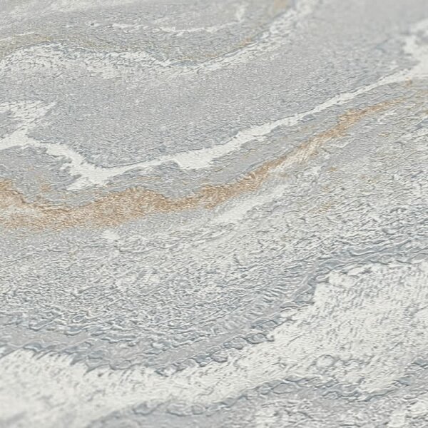 Tapete in Marmoroptik Grau Silber Gold - Elegante Vliestapete mit Metalliceffekt (396595)