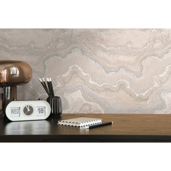 Metallic-Tapete Beige Grau Silber - Elegante Vliestapete mit Marmor-Steinstruktur (396596)