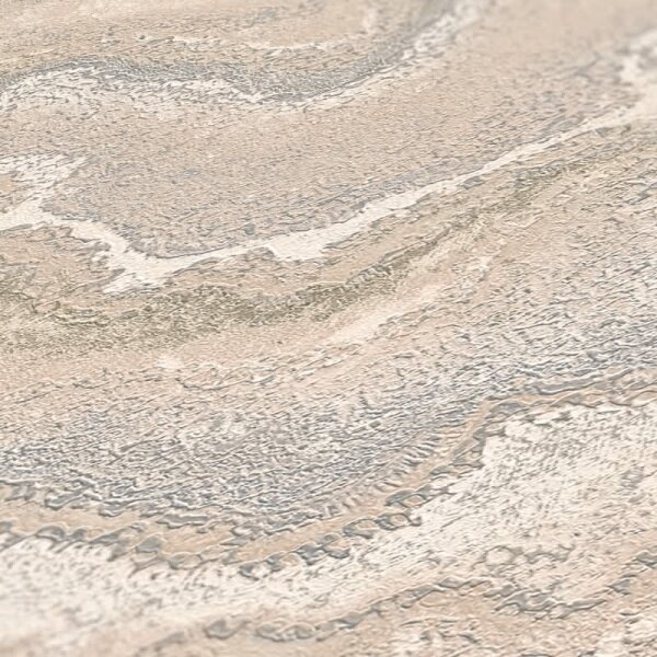 Metallic-Tapete Beige Grau Silber - Elegante Vliestapete mit Marmor-Steinstruktur (396596)
