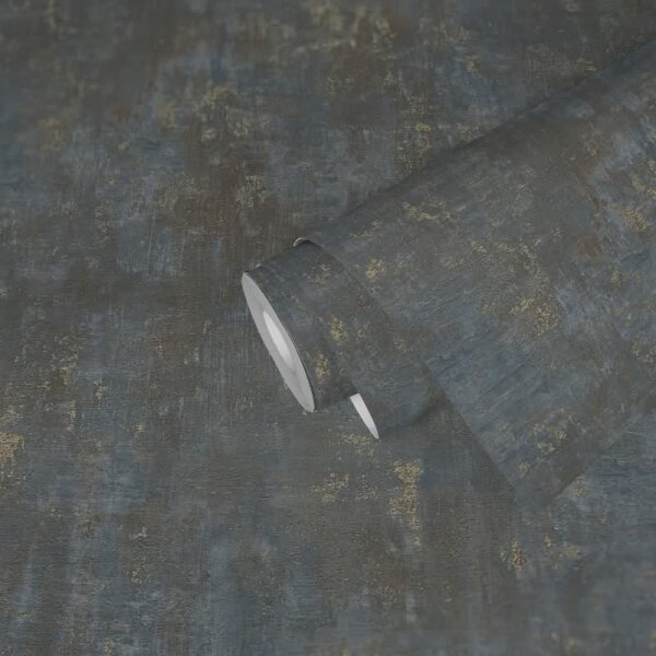 Strukturtapete mit Putz-Optik Blau Gold - Metallic Design Vliestapete modern (396701)