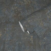 Strukturtapete mit Putz-Optik Blau Gold - Metallic Design...