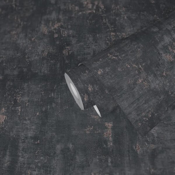 Industrial Vliestapete Putzoptik Anthrazit Roségold - Strukturtapete modern metallisch (396703)