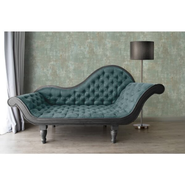 Strukturtapete in Putzoptik Grün Gold - Metallic-Tapete modern glänzend (396704)