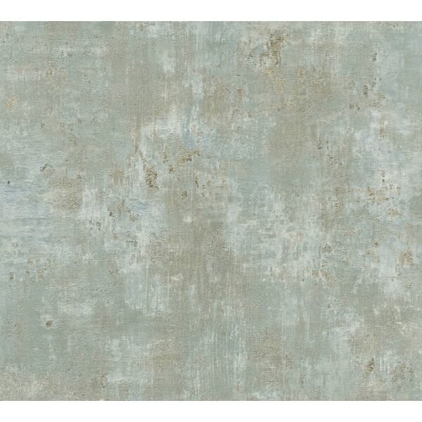 Strukturtapete in Putzoptik Grün Gold - Metallic-Tapete modern glänzend (396704)