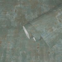 Strukturtapete in Putzoptik Gr&uuml;n Gold -...