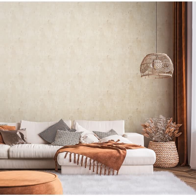 Putzoptik-Tapete Beige Gold - Strukturierte Vliestapete mit sanftem Glanz (396705)