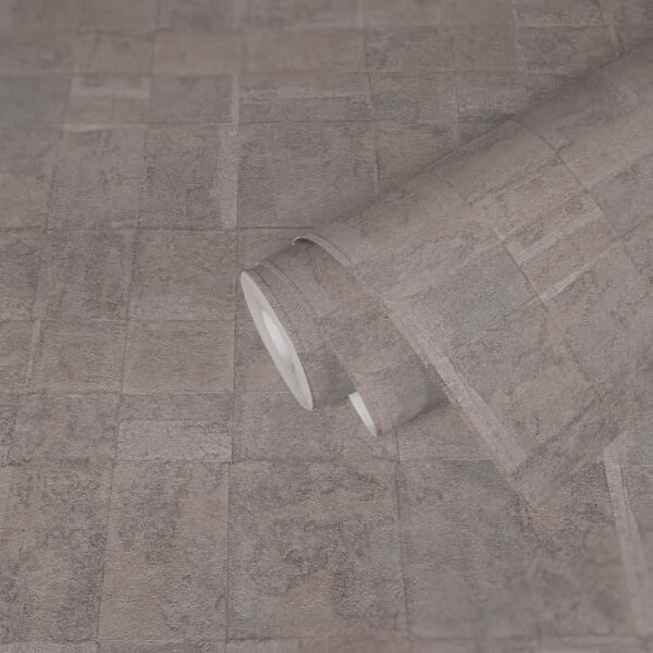 Strukturtapete Grau Beige - Muster Vliestapete mit dezenter Metalliceffekt (396712)
