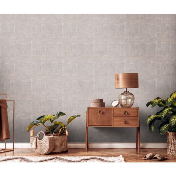 Strukturtapete Grau Beige - Muster Vliestapete mit dezenter Metalliceffekt (396712)