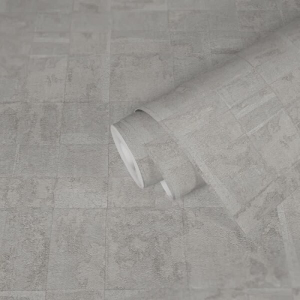 Strukturtapete Grau Silber Metallic - moderne Muster Vlies Tapete (396713)