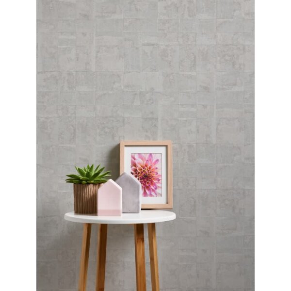 Strukturtapete Grau Silber Metallic - moderne Muster Vlies Tapete (396713)