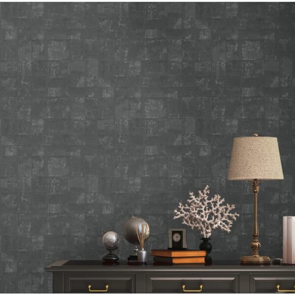 Metallic Tapete Anthrazit Schwarz - Design Muster Vliestapete mit elegantem Metallic-Effekt (396714)