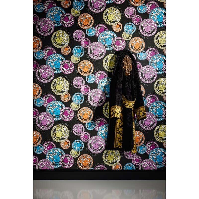 Tapete Bunt, Schwarz, Anthrazit VERSACE Satintapete (386104)