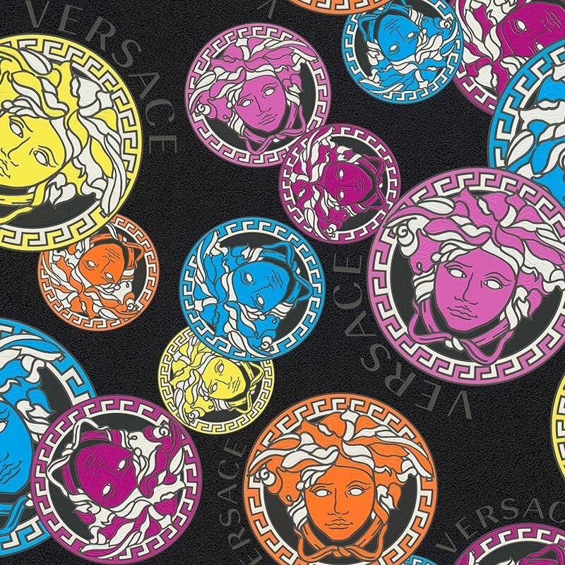 Tapete Bunt, Schwarz, Anthrazit VERSACE Satintapete (386104)