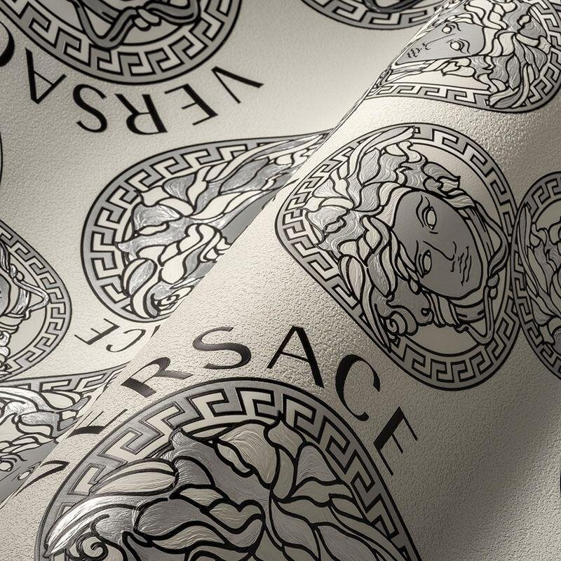 Tapete Grau, Silber VERSACE Satintapete (386102)