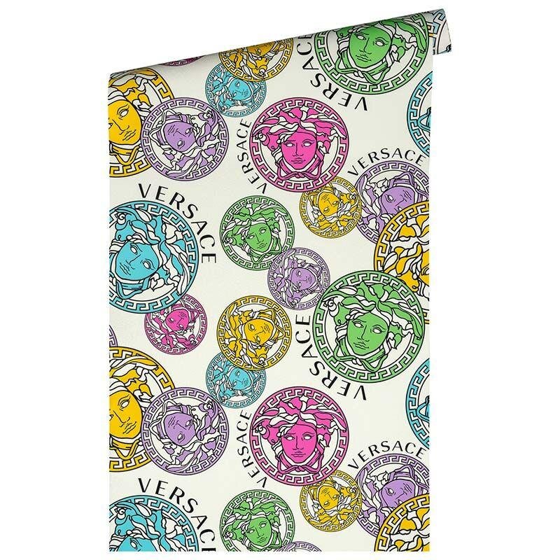 Tapete Bunt, Weiß VERSACE Satintapete (386101)
